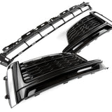 Audi A5 S-Line S5 B9 2016-2020 All Gloss Black Front Bumper Lower Centre & Side Grilles