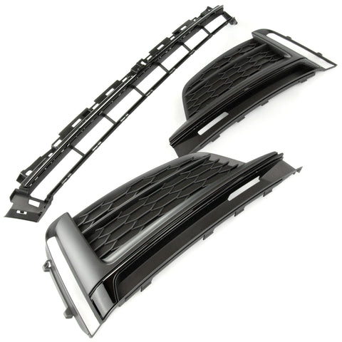 Audi A5 S-Line S5 B9 2016-2020 Black Edition Front Bumper Lower Centre & Side Grilles