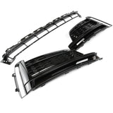 Audi A5 S-Line S5 B9 2016-2020 RS Style Honeycomb Front Bumper Grille & Fog Light Covers Kit