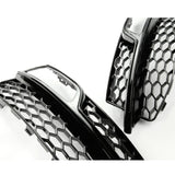 All Gloss Black Honeycomb Front Fog Light Grilles for Audi A3 8v S-Line 2013-16