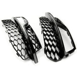 All Gloss Black Honeycomb Front Fog Light Grilles for Audi A3 8v S-Line 2013-16