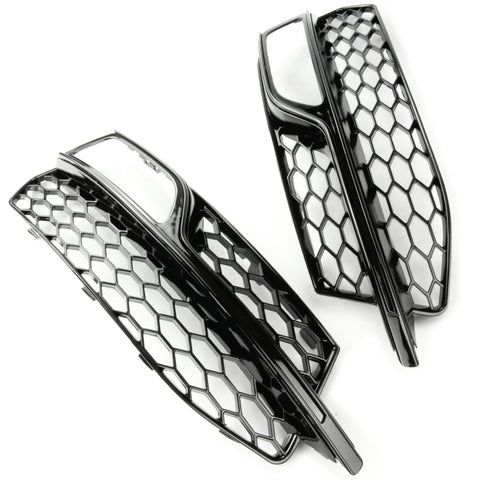 All Gloss Black Honeycomb Front Fog Light Grilles for Audi A3 8v S-Line 2013-16