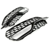 All Gloss Black Honeycomb Front Fog Light Grilles for Audi A3 8v S-Line 2013-16