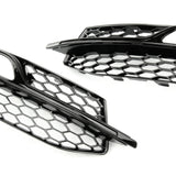 All Gloss Black Honeycomb Front Fog Light Grilles for Audi A3 8v S-Line 2013-16
