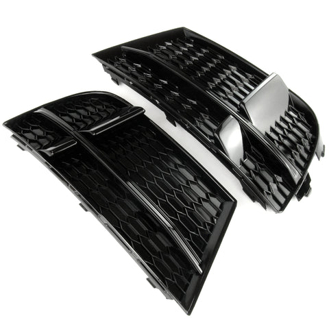 Audi A3 8v Facelift 2016-19 S-Line Front Bumper Lower Side Grilles All Gloss Black