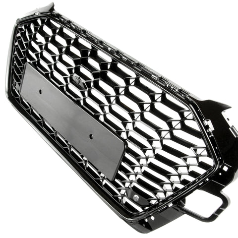 Audi A4 B9 Facelift 2019-2024 RS4 Style All Gloss Black Honeycomb Front Bumper Grille