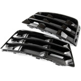 Audi A4 B9 2015-2019 Gloss Black Front Bumper Side Grilles Left & Right