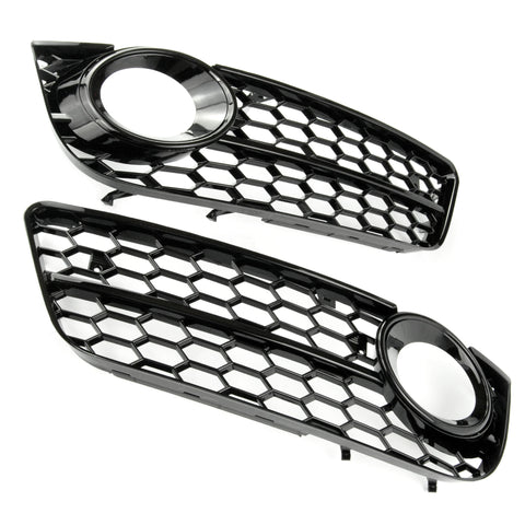 Audi A5 B8 SE 2008-12 Honeycomb Fog Light Grilles Covers Gloss Black