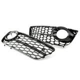 Audi A5 B8 SE 2008-12 Honeycomb Fog Light Grilles Covers Gloss Black