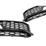 Honeycomb Gloss Black Front Fog Light Grilles Pair Left Right for Audi A5 S-Line S5 2012-2016