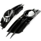 Audi A6 C7 2011-2015 Gloss Black Front Fog Light Grilles Covers Pair