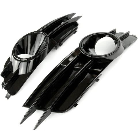 Audi A6 C7 2011-2015 Gloss Black Front Fog Light Grilles Covers Pair