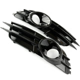 Audi A6 C7 2011-2015 Gloss Black Front Fog Light Grilles Covers Pair