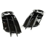 Audi A6 C7 2011-2015 Gloss Black Front Fog Light Grilles Covers Pair
