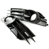 Audi A6 C7 2011-2015 Gloss Black Front Fog Light Grilles Covers Pair