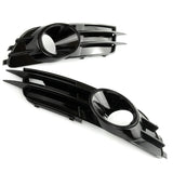 Audi A6 C7 2011-2015 Gloss Black Front Fog Light Grilles Covers Pair