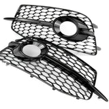 All Gloss Black Honeycomb Front Fog Light Grilles for Audi Q3 S-Line 2012-14