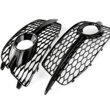 All Gloss Black Honeycomb Front Fog Light Grilles for Audi Q3 S-Line 2012-14