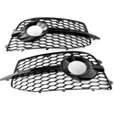 All Gloss Black Honeycomb Front Fog Light Grilles for Audi Q3 S-Line 2012-14