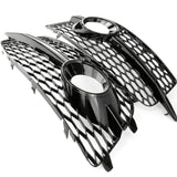 All Gloss Black Honeycomb Front Fog Light Grilles for Audi Q3 S-Line 2012-14