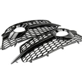All Gloss Black Honeycomb Front Fog Light Grilles for Audi Q3 S-Line 2012-14