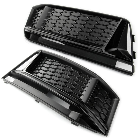 Audi S4 & A4 S-Line Black Front Bumper Lower Side Grilles Left Right Pair 2015-2019