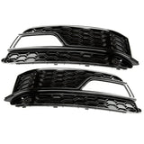 All Gloss Black Audi A5 S-Line S5 2012-2016 Front Fog Light Grilles Covers Left Right