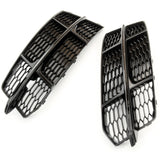 Audi A6 C7.5 Gloss Black Front Lower Side Bumper Grilles Covers 2016-2018