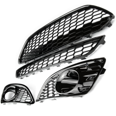Ford Fiesta mk7 2013-17 All Gloss Black Honeycomb Zetec ST Style Front Grilles