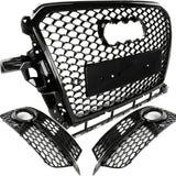 Audi Q5 8R Facelift 2013-2017 RS Style Honeycomb Front Bumper Grille & Fog Light Covers Kit