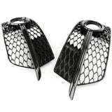 Audi Q5 S-Line RS Style Gloss Black Honeycomb Front Fog Light Grilles Pair Left Right