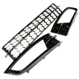Custom All Gloss Black Front Lower Bumper Grille & Fog Light Grilles Covers for Skoda Octavia mk3 2013 - 2017