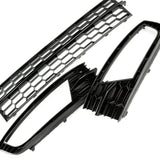 Custom All Gloss Black Front Upper and Lower Bumper Grilles & Fog Light Covers for Skoda Octavia mk3 2013 - 2017