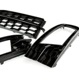 Custom All Gloss Black Front Upper and Lower Bumper Grilles & Fog Light Covers for Skoda Octavia mk3 2013 - 2017