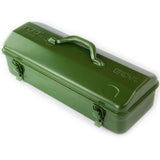 Vintage Army Green Metal Tool Box Carry Handle Steel Storage Tin Chest