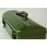 Vintage Army Green Metal Tool Box Carry Handle Steel Storage Tin Chest