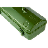 Vintage Army Green Metal Tool Box Carry Handle Steel Storage Tin Chest