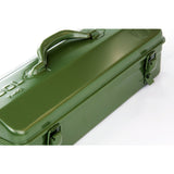 Vintage Army Green Metal Tool Box Carry Handle Steel Storage Tin Chest