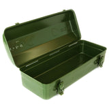 Vintage Army Green Metal Tool Box Carry Handle Steel Storage Tin Chest