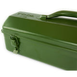 Vintage Army Green Metal Tool Box Carry Handle Steel Storage Tin Chest