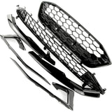 Ford Focus mk4 All Gloss Black Honeycomb Front Grilles and Trim Full Kit