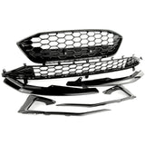 Ford Focus mk4 All Gloss Black Honeycomb Front Grilles and Trim Full Kit