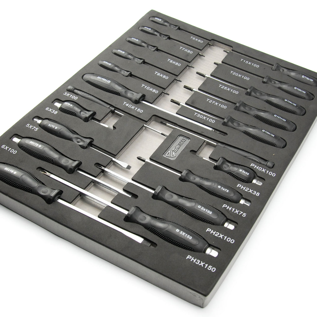 21pc Heavy Duty Screwdrivers Set Foam Tray Philips Slotted Torx Hex Im