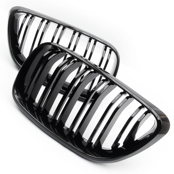BMW 2 Series F22 Gloss Black M2 Style Dual Line Front Bumper Grilles