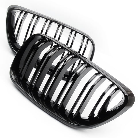 BMW 2 Series F22 Gloss Black M2 Style Dual Line Front Bumper Grilles