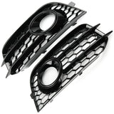 Audi A1 RS1 Style Front Bumper Fog Light Grilles Covers Gloss Black Honeycomb