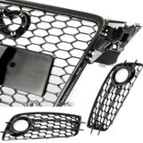 Audi A4 B8 RS4 Style Carbon Fibre Honeycomb Front Grille & Fogs S-Line