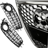 Audi A4 B8 RS4 Style Carbon Fibre Honeycomb Front Grille & Fogs S-Line