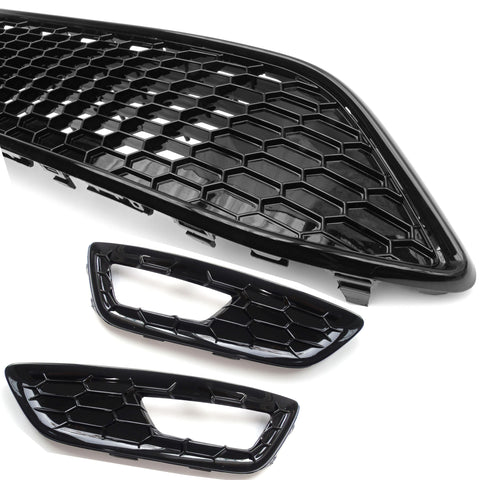 Ford Focus mk3 ST LINE Black & Red Edition Gloss Black Front Grilles