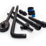 24 Piece Heavy Duty 1/2" Black Sockets Ratchet Wrench Set Metal Case